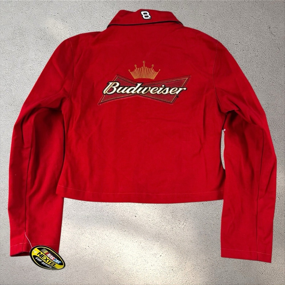 Vintage NWT JH Design Dale Jr. Budweiser Red Racing Jacket Sz Small NASCAR - Picture 6 of 10